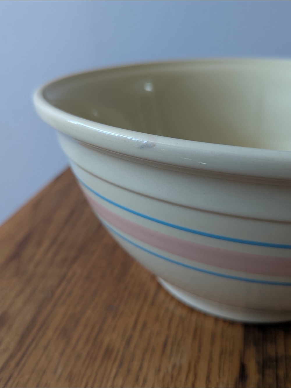 #10 Nesting Mixing Bowl - Vintage McCoy Pottery Oven Ware - Blue Pink Stripes - Picture 12 of 16